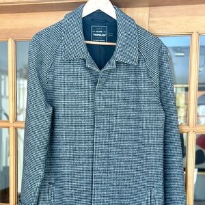 Topman Black and White Men's  Houndstooth Coat